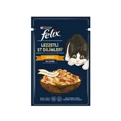 سوپ گربه فلیکس باطعم مرغ  (Felix Pouch Tasty Shreds Tavuklu)