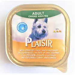 خوراک کاسه ای سگ پلازیر با طعم طیور و جگر _ Plaisir