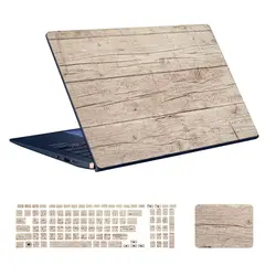 اسکین لپ تاپ طرح Wood کد ۰۲ به همراه استیکر کیبورد