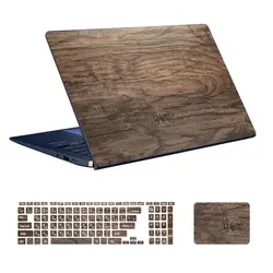 استیکر لپ تاپ طرح Wood کد ۳۳ به همراه استیکر کیبورد