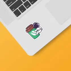 اسکین لپ تاپ طرح Astronaut کد ۱۵ به همراه استیکر کیبورد