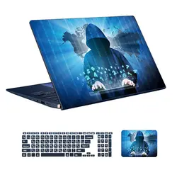 اسکین لپ تاپ طرح Hacker کد ۰۸ به همراه استیکر کیبورد