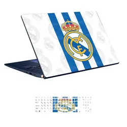 اسکین لپ تاپ طرح Real Madrid کد ۰2 به همراه استیکر کیبورد