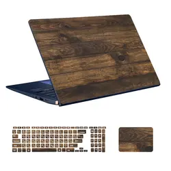 اسکین لپ تاپ طرح Wood کد ۱۱ به همراه استیکر کیبورد