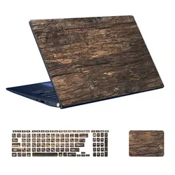 اسکین لپ تاپ طرح Wood کد ۱۲ به همراه استیکر کیبورد