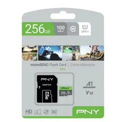 کارت حافظه microSDXC پی ان وای PNYمدل Elite کلاس 10 استاندارد UHS-I U1 سرعت 100MBs ظرفیت 256 گیگابایت به همراه آداپتور SD