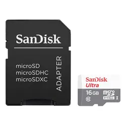 کارت حافظه microSDHC سن دیسک مدل Ultra کلاس 10 استاندارد UHS-I سرعت 80MBps همراه با آداپتور SD ظرفیت 16 گیگابایت