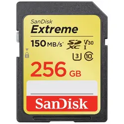 کارت حافظه SDXC سن دیسک مدل Extreme V30 کلاس 10 استاندارد UHS-I U3 سرعت 150mbps ظرفیت 256 گیگابایت - حافظه طلایی تهران - تی ام سی مارکت - TMCMARKET