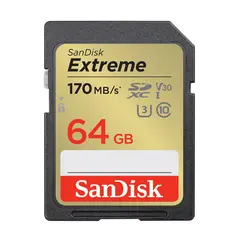 کارت حافظه SDXC سن دیسک مدل Extreme V30 کلاس 10 استاندارد UHS-I سرعت 170mbps ظرفیت 64 گیگابایت - حافظه طلایی تهران - تی ام سی مارکت - TMCMARKET