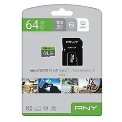 کارت حافظه‌ microSDXC پی ان وایPNY مدل elite کلاس 10 استاندارد UHS-I U1سرعت 100MBps ظرفیت 64 گیگابایت - حافظه طلایی تهران - تی ام سی مارکت - TMCMARKET