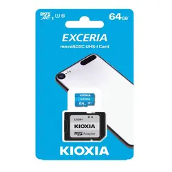 کارت حافظه‌ microSDHC کیوکسیا KIOXIA مدل EXCERIA کلاس 10 استاندارد UHS-I U1 سرعت 100MBps ظرفیت 64 گیگابایت به همراه آداپتور SD - حافظه طلایی تهران - تی ام سی مارکت - TMCMARKET