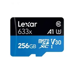 کارت حافظه microSDXC لکسار lexar 633X کلاس 10 استاندارد UHS-I سرعت 95MBps ظرفیت 256 گیگابایت به همراه آداپتور SD