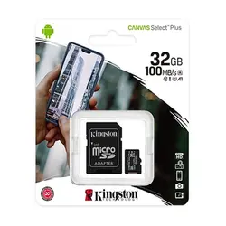 کارت حافظه microSDHC کینگستون مدل Canvas plus کلاس 10 استاندارد UHS-I U1 سرعت 100MBps ظرفیت 32 گیگابایت به همراه آداپتور SD - حافظه طلایی تهران - تی ام سی مارکت - TMCMARKET