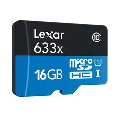 کارت حافظه‌ microSDHC لکسار LEXARکلاس 10 استاندارد UHS-I U1 سرعت 95MBps 633X همراه با آداپتور SD ظرفیت 16 گیگابایت