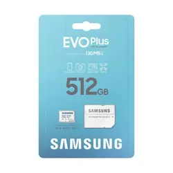 کارت حافظه microSDXC سامسونگ مدل Evo Plus کلاس 10 استاندارد UHS-I U3 سرعت 130MBps همراه با آداپتور SD ظرفیت 512 گیگابایت - حافظه طلایی تهران - تی ام سی مارکت - TMCMARKET