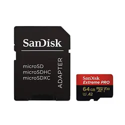 کارت حافظه microSDXC سن دیسک مدل Extreme PRO کلاس A2 استاندارد UHS-I U3 سرعت 200MBPS ظرفیت 64 گیگابایت به همراه آداپتور SD - حافظه طلایی تهران - تی ام سی مارکت - TMCMARKET