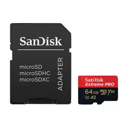کارت حافظه microSDXC سن دیسک مدل Extreme PRO A2 کلاس 10 استاندارد UHS-I سرعت 200MBps ظرفیت 64 گیگابایت به همراه آداپتور SD - حافظه طلایی تهران - تی ام سی مارکت - TMCMARKET