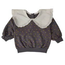 شومیز دخترانه یقه ب ب طوسی