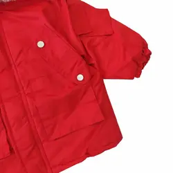 کاپشن دخترانه/پسرانه کتان قرمز