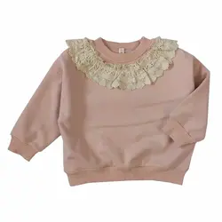 بلوز دخترانه صورتی یقه گیپور