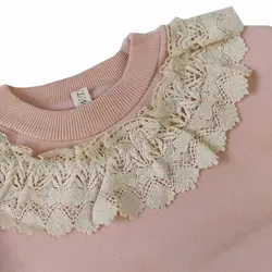 بلوز دخترانه صورتی یقه گیپور