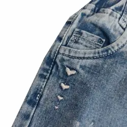 شلوار جین مام استایل دخترانه بغل قلب