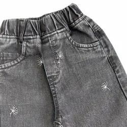 شلوار جین دخترانه ذغالی طرح قاصدک