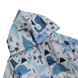 کاپشن دخترانه/پسرانه طوسی طرح دایناسور