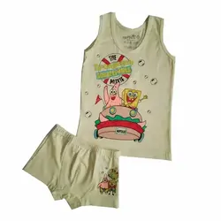 ست رکابی و شورت پسرانه پادار باب اسفنجی