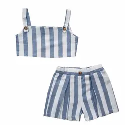 ست نیم تنه و شلوارک دخترانه راه راه