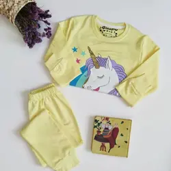 ست بلوز شلوار دخترانه یونیکورن طلایی