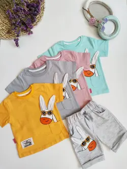 ست تیشرت و شلوارک پسرانه گوش‌دراز