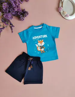 ست تیشرت و شلوارک پسرانه طرح روباه