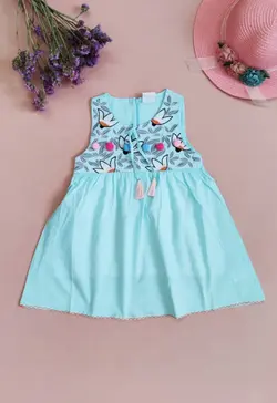 سارافون دخترانه گلدوزی منگوله‌دار