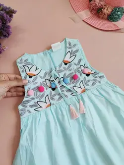 سارافون دخترانه گلدوزی منگوله‌دار