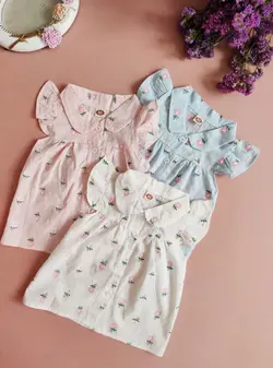 سارافون دخترانه حلقه ای گل ریز