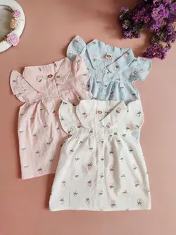 سارافون دخترانه حلقه ای گل ریز