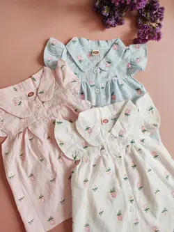 سارافون دخترانه حلقه ای گل ریز