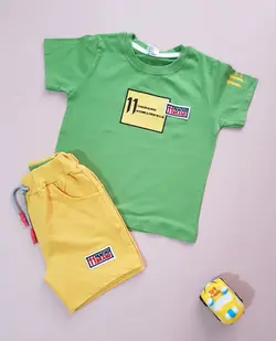 ست تیشرت و شلوارک پسرانه/دخترانه تک‌رنگ