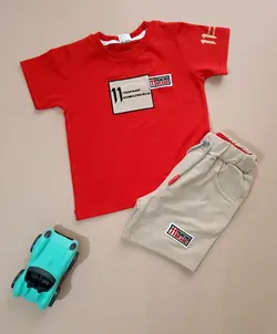 ست تیشرت و شلوارک پسرانه/دخترانه تک‌رنگ