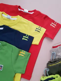 ست تیشرت و شلوارک پسرانه/دخترانه تک‌رنگ