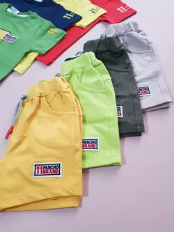 ست تیشرت و شلوارک پسرانه/دخترانه تک‌رنگ