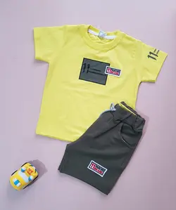 ست تیشرت و شلوارک پسرانه/دخترانه تک‌رنگ