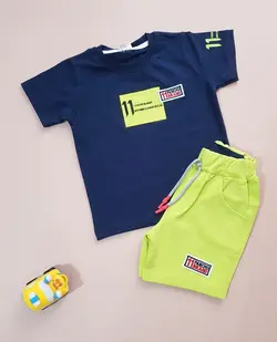 ست تیشرت و شلوارک پسرانه/دخترانه تک‌رنگ