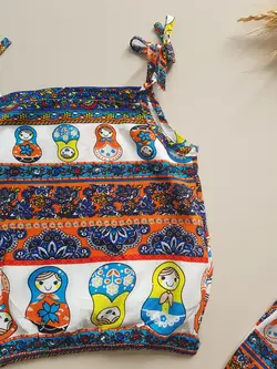 ست تاپ و شلوارک دخترانه نخی تیره