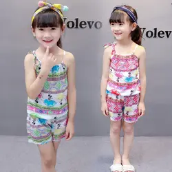 ست تاپ و شلوارک دخترانه نخی سبزقرمز