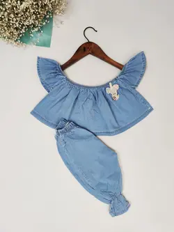 ست نیم تنه و شلوارک دخترانه جین