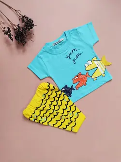 ست تیشرت شلوارک اسپرت طرح ماهی