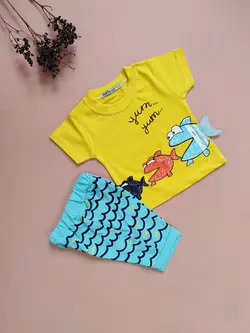 ست تیشرت شلوارک اسپرت طرح ماهی