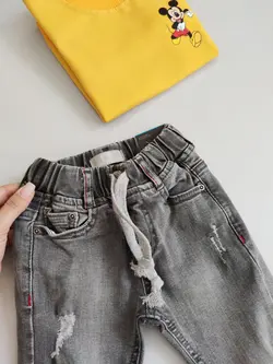 شلوار جین(لی) اسپرت دخترانه و پسرانه طوسی